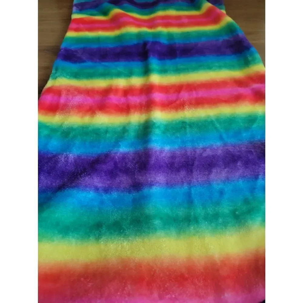Rainbow  Mermaid Tail Blanket Silver‎ Flip Sequin Fin Fleece Sleepover Cozy